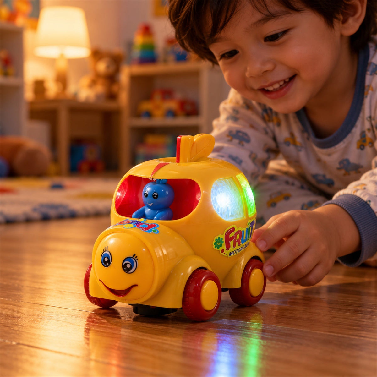 Yellow Fruit Musical Toy Car