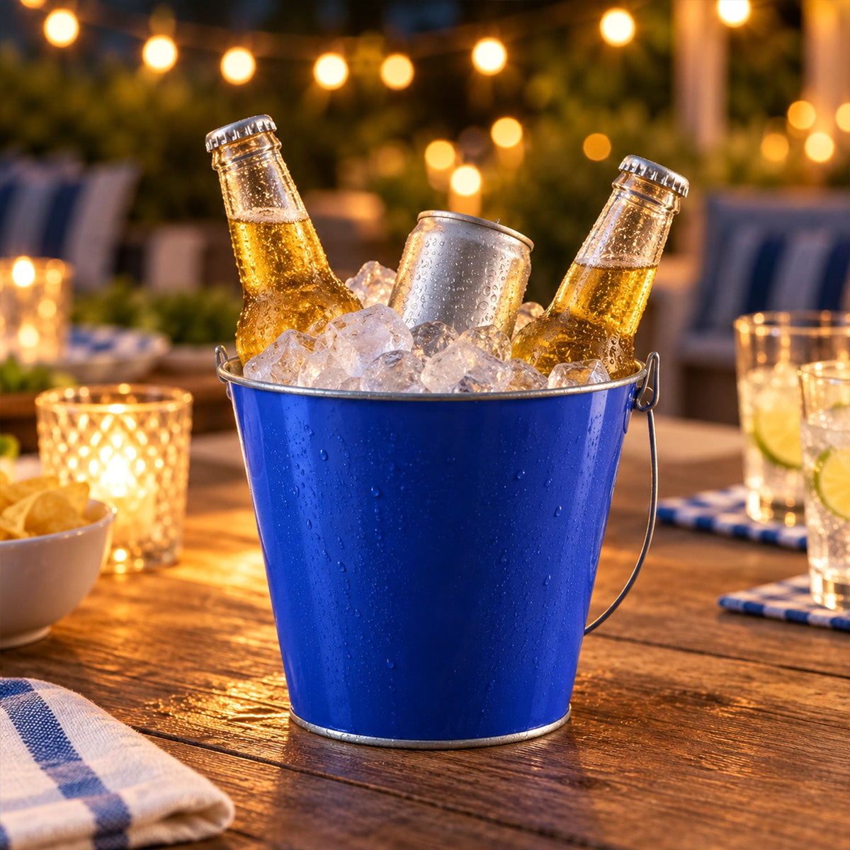Small Metal Ice Bucket with Carry Handle for Party Decor & Storage (1 Pc)