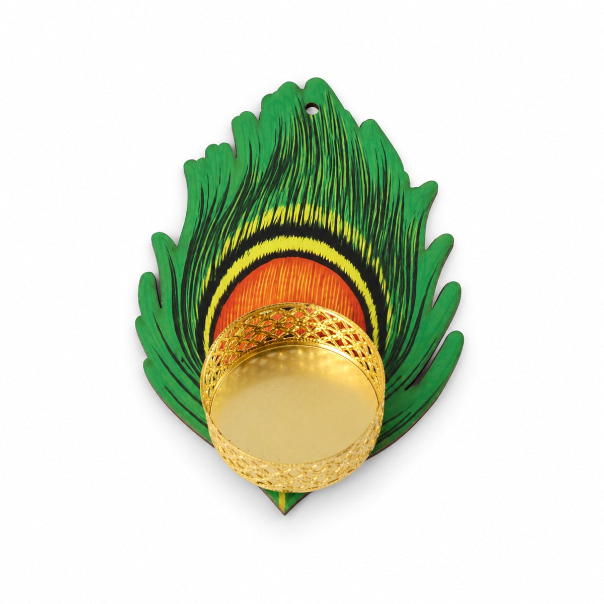 Peacock Feather Design Tealight Candle Holder for Diwali and Festive Home Decor (1 Pc)