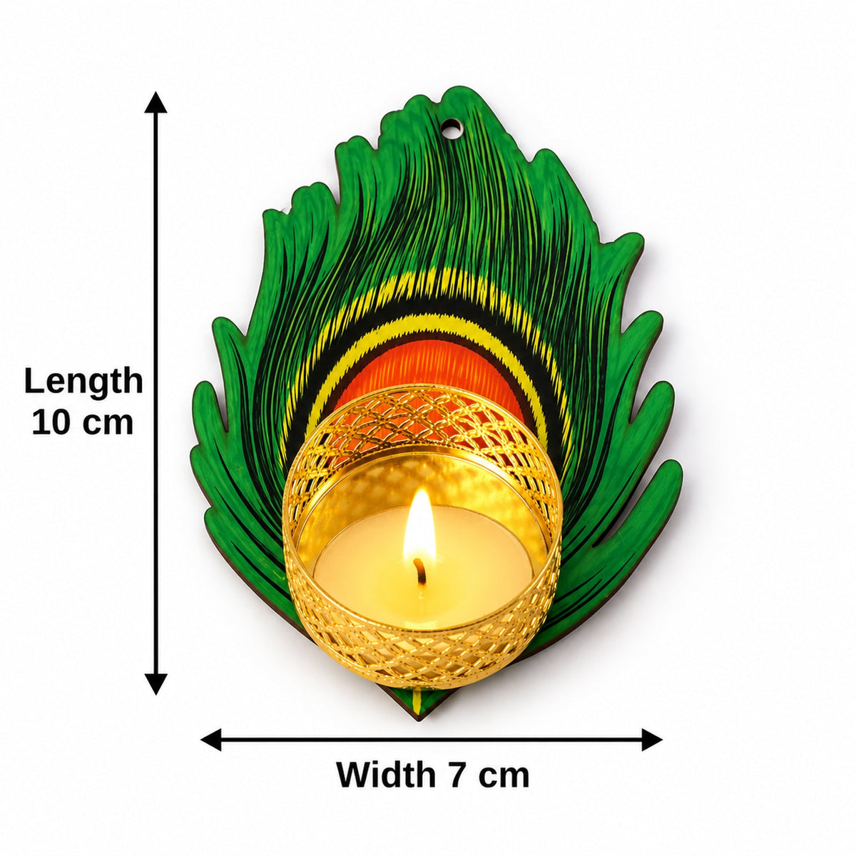Peacock Feather Design Tealight Candle Holder for Diwali and Festive Home Decor (1 Pc)