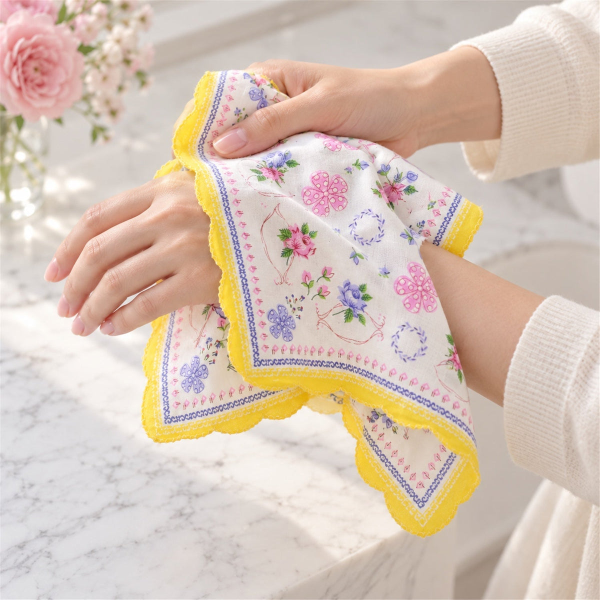 Cotton handkerchiefs white bg