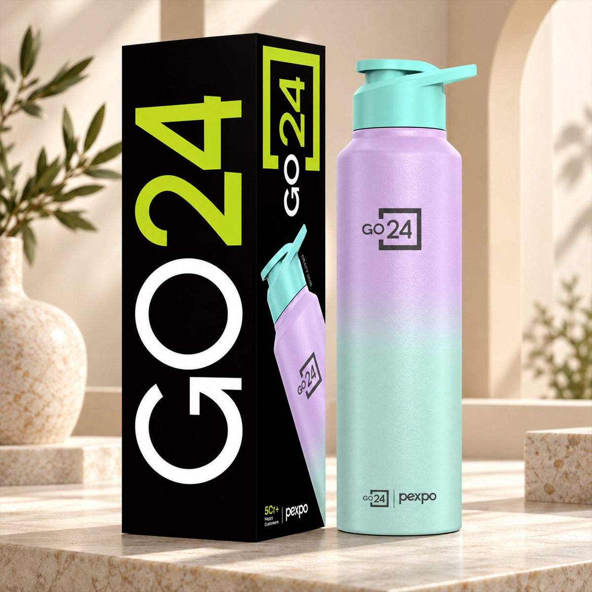 Stainless steel water bottle carry loop office travel