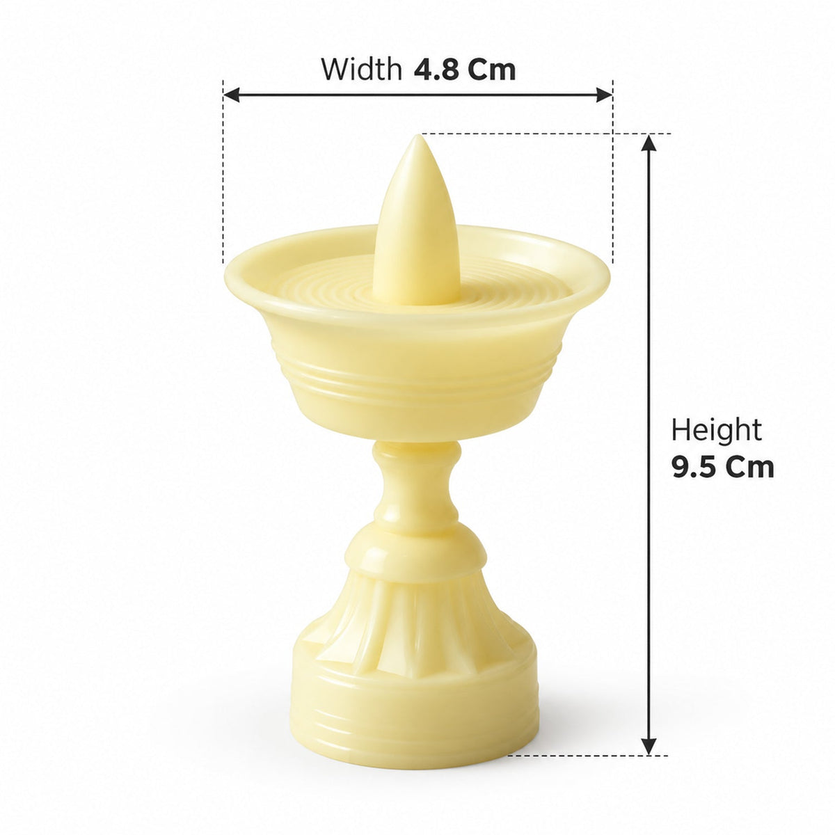 Image showing approximate dimensions of the flameless LED diya, 9.5 cm height
