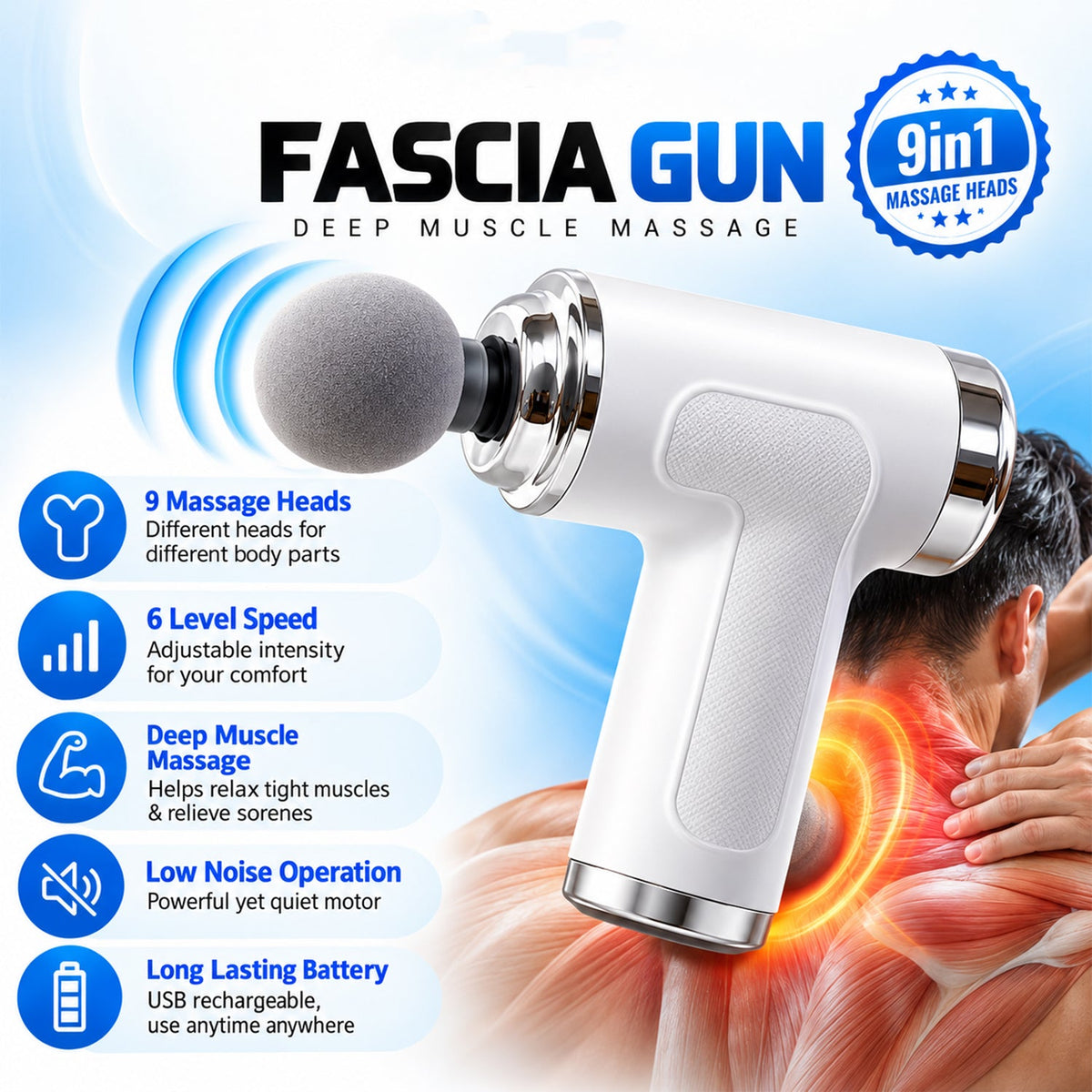 Massage gun heads detail