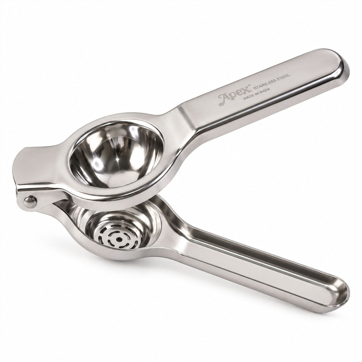 Stainless steel lemon squeezer - white background