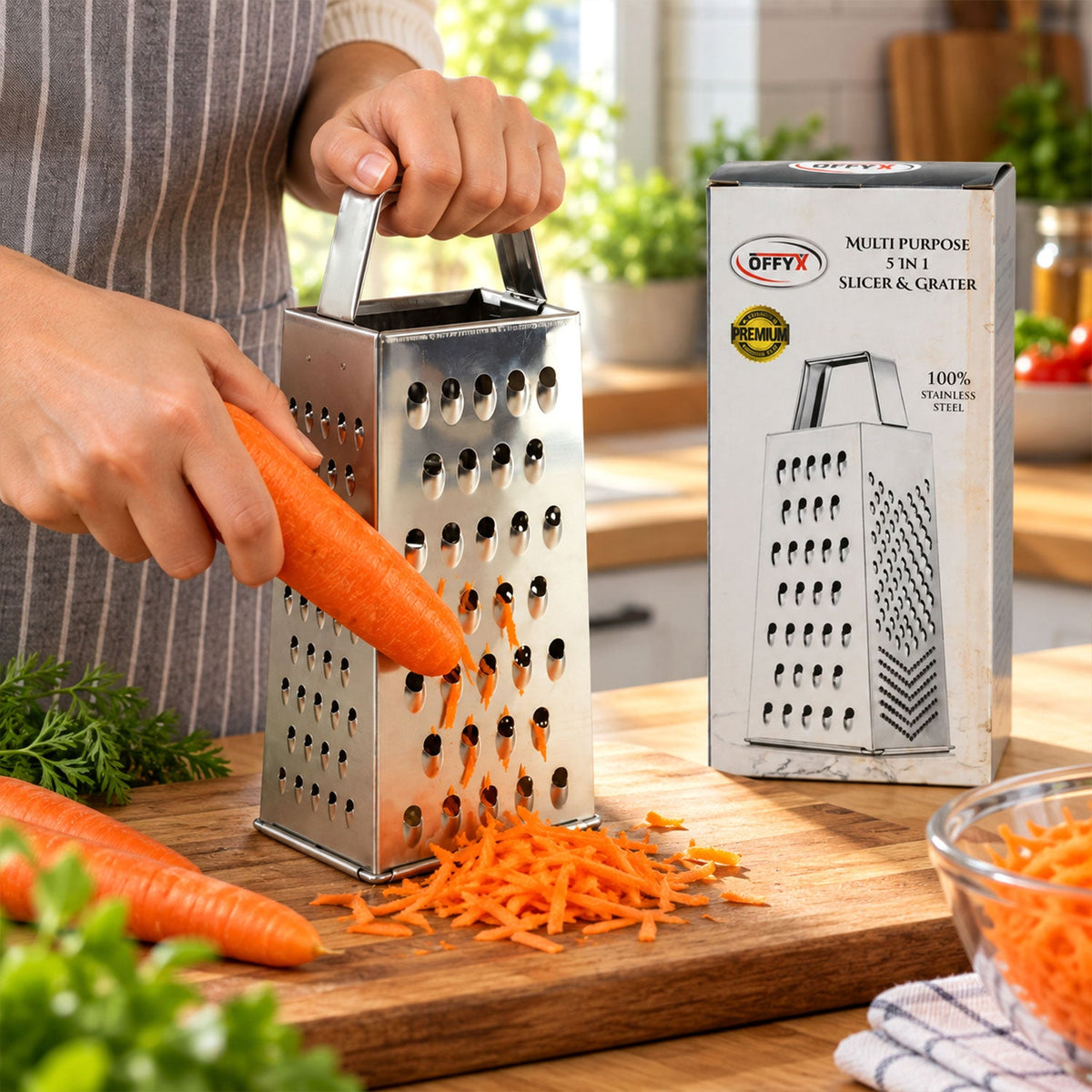 Steel box grater and slicer - main lifestyle