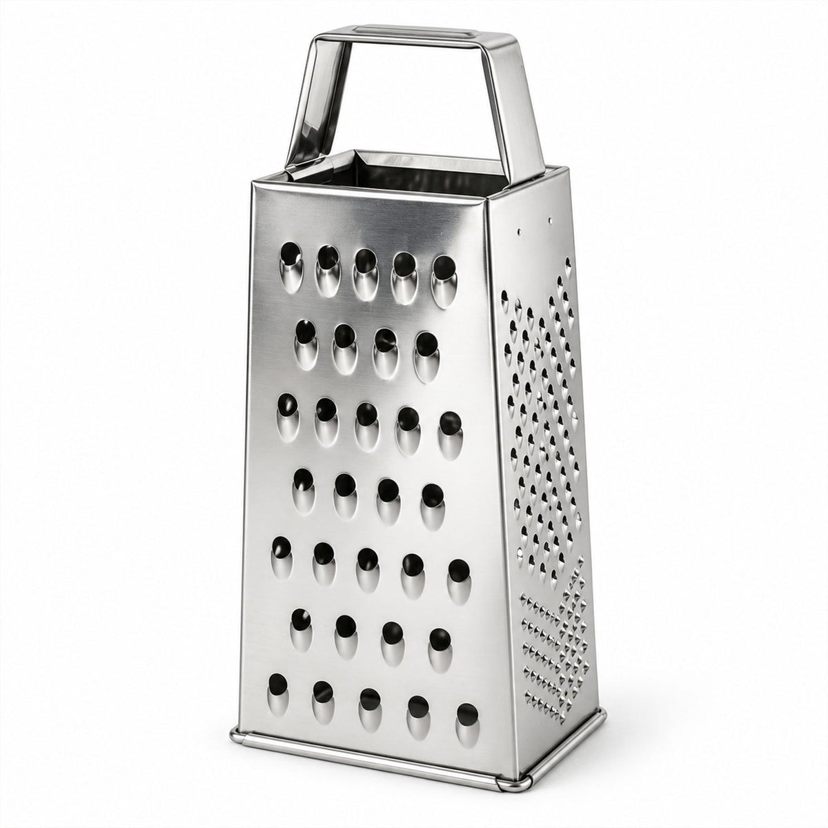 Steel box grater and slicer - white background