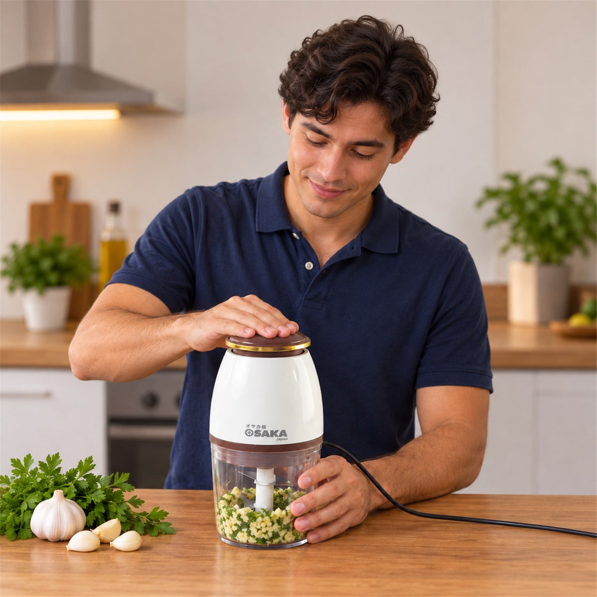Electric vegetable chopper white bg