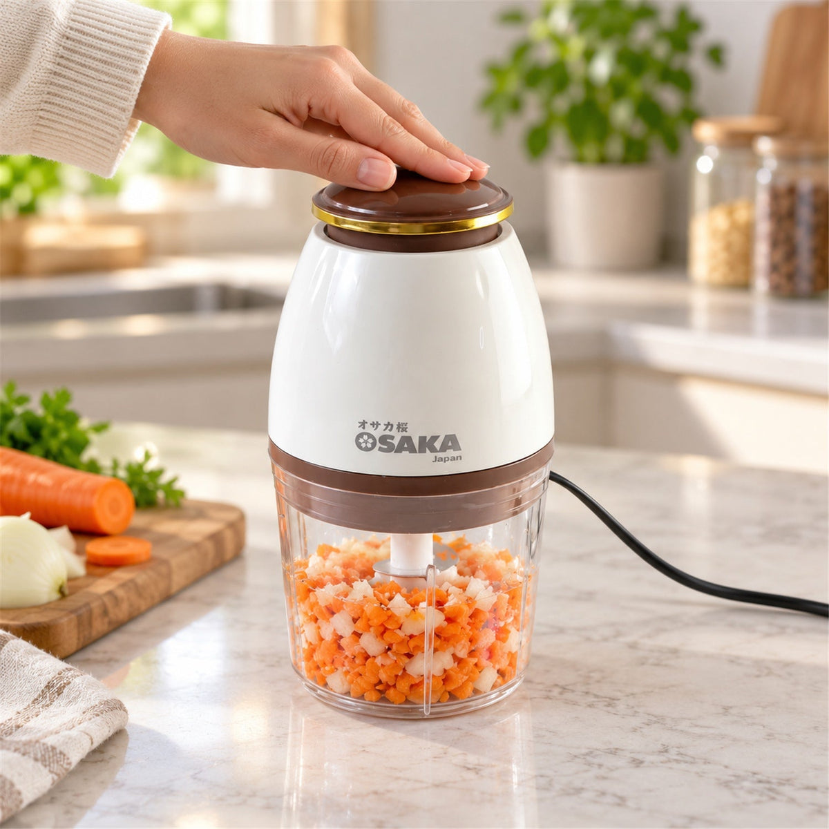 Electric vegetable chopper steel blades kitchen