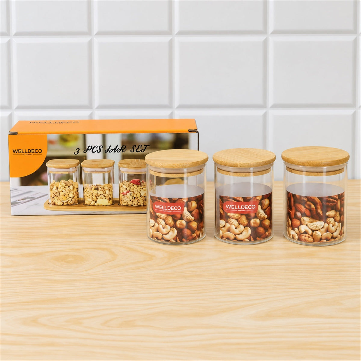 Glass jar set kitchen use