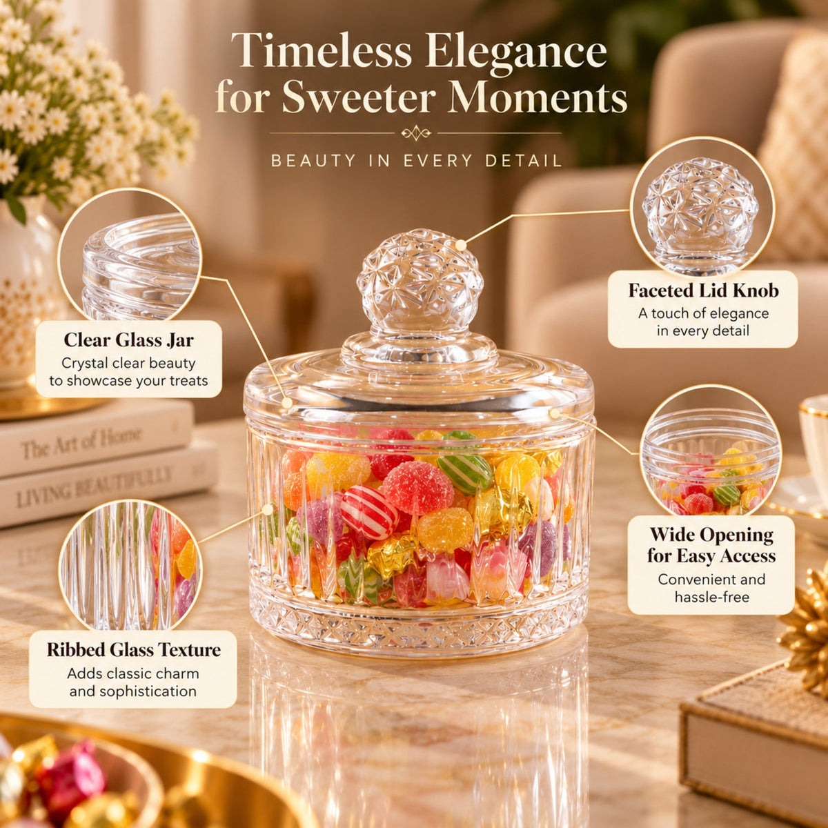 Dry fruit storage glass bowl