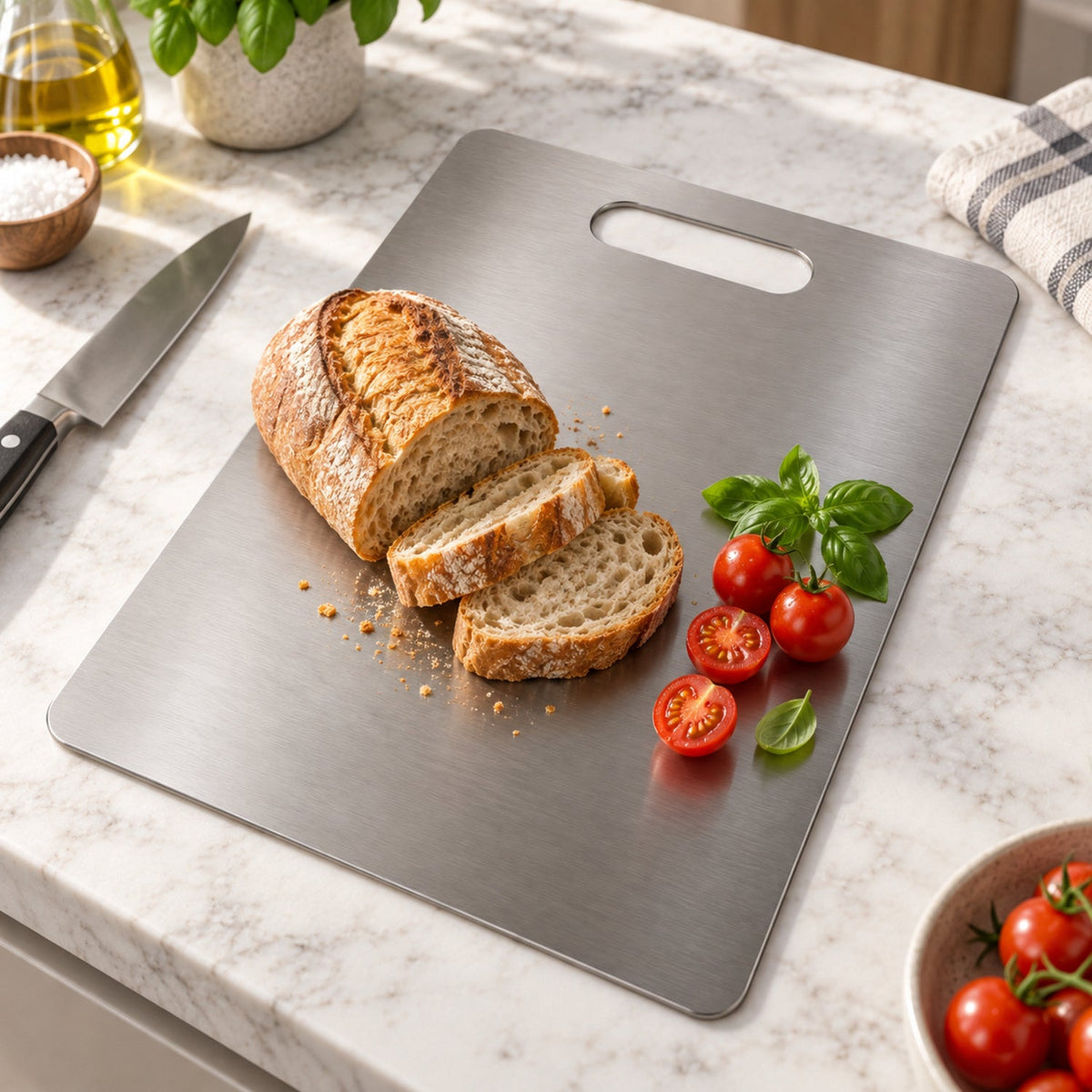 Steel chopping board white bg