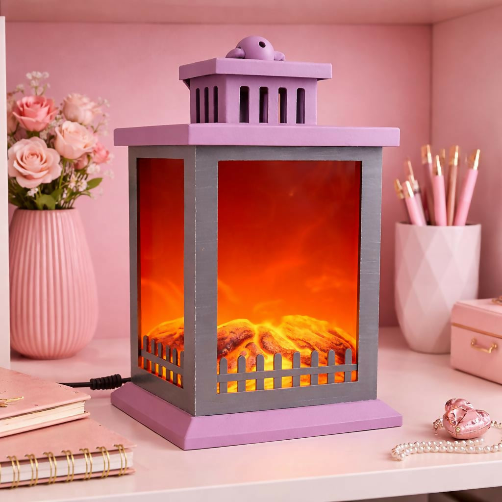 LED Fireplace Lantern Lamp Decorative Table Night Light