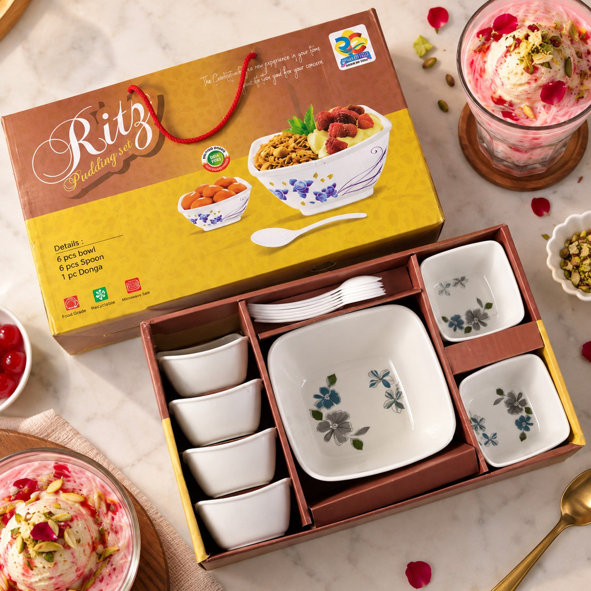 13 Pc Pudding Set used as a cutlery set for serving food purposes and sweet dishes and all in all kinds of household and official places etc.