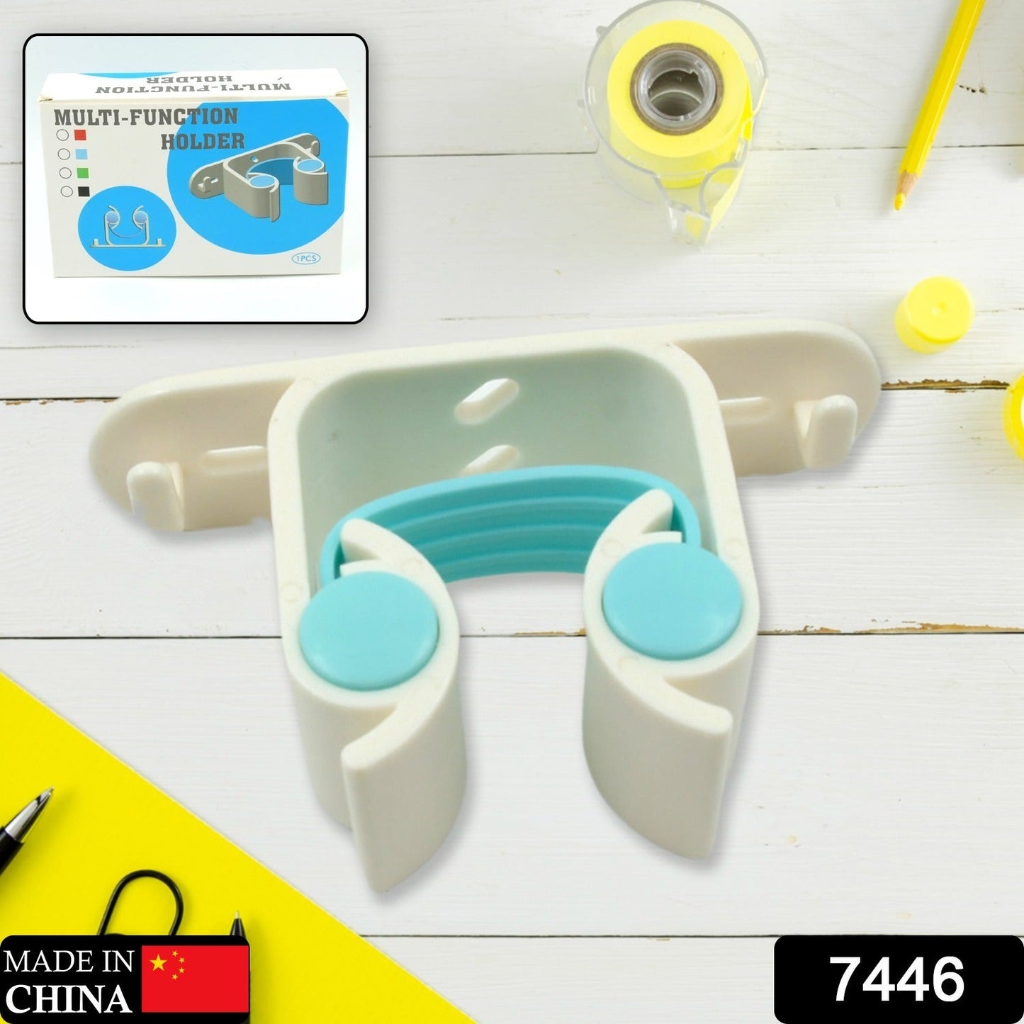 Multifunctional Holder With 4 Screw Wall Mounted Broom Organizer Cleaning Tools Holder Hanger, Hanging Hook for Bathroom Kitchen, Multi Function Holder Garage Clip Bike Hanger Wall Mount Set (1 Pc)