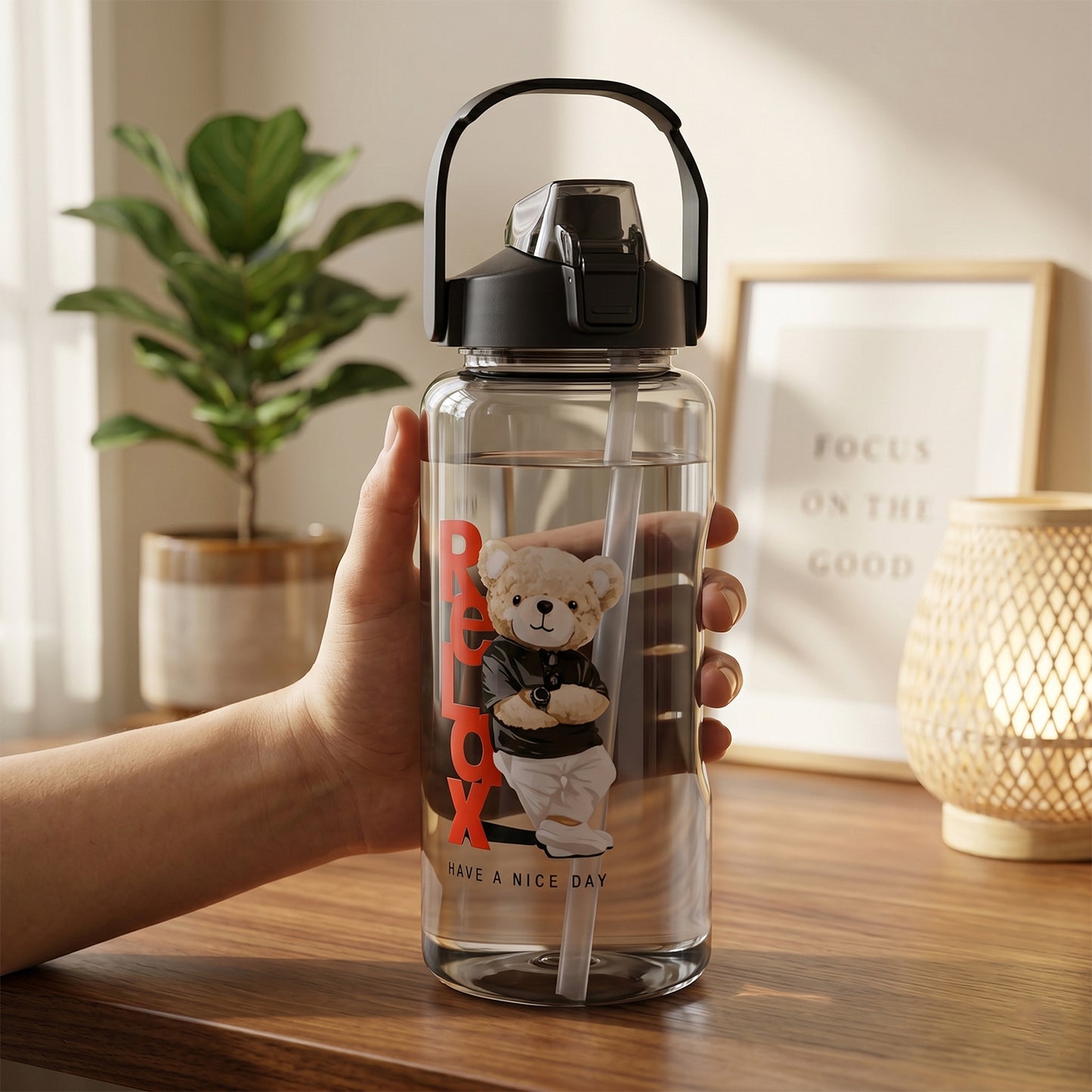 Plastic Water Bottle Set – BPA-Free, Leak-Proof, Cartoon Design for Kids & Gym (3 Pc Set)