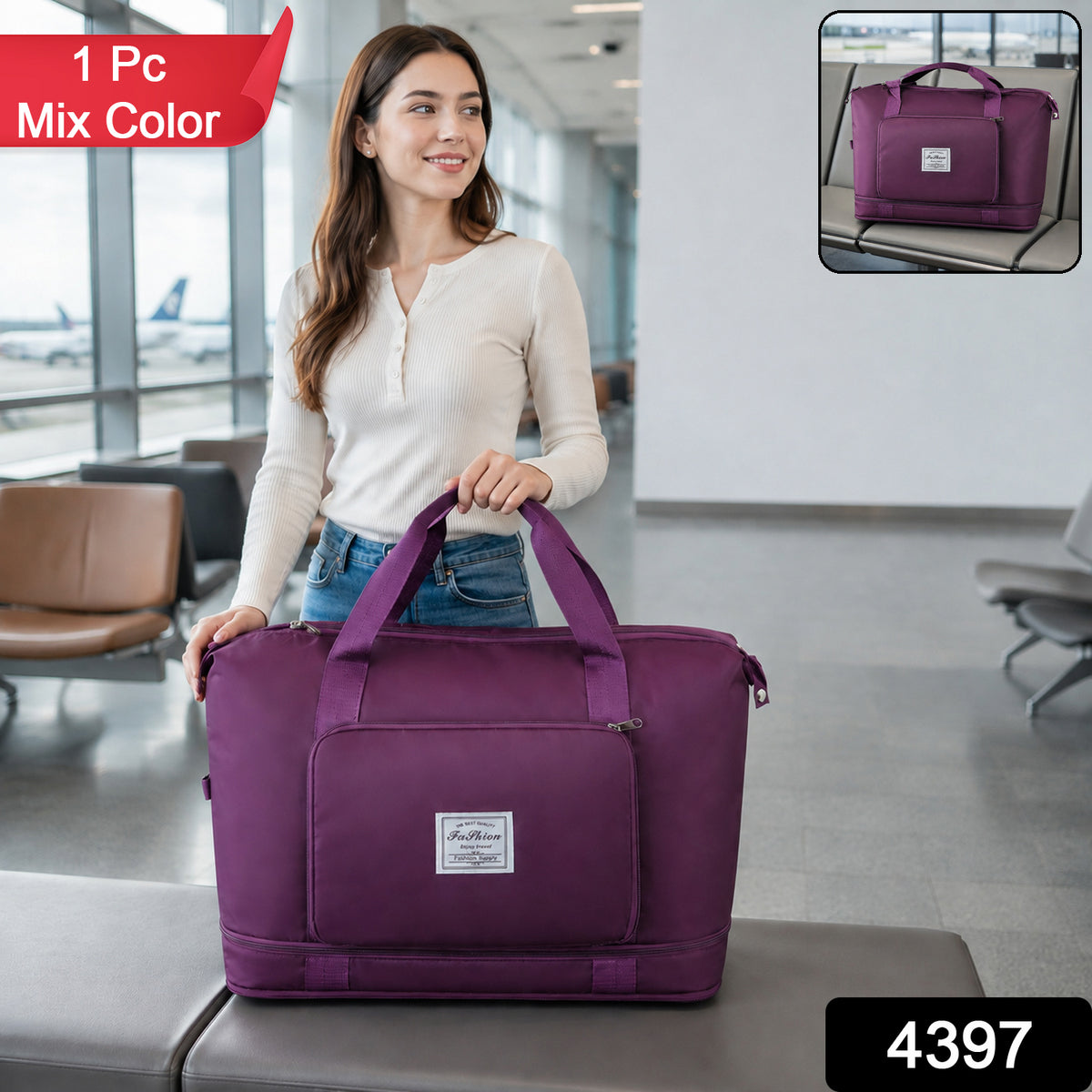 Large Capacity Folding Travel Bag, Multifunctional Sports Shoulder Bag Luggage Bag, Travel Bag Expandable Weekender Overnight Bag with Dry and Wet Separated Pocket Sports Bag Gym, Shoulder Bag Water Resistant (6 Pocket)