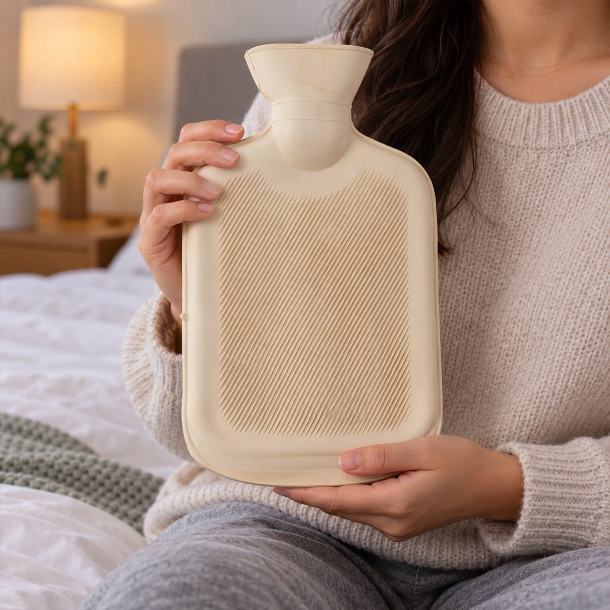 Rubber Hot Water Bag with Ribbed Surface & Wide Filling Neck for Home (1 Pc)