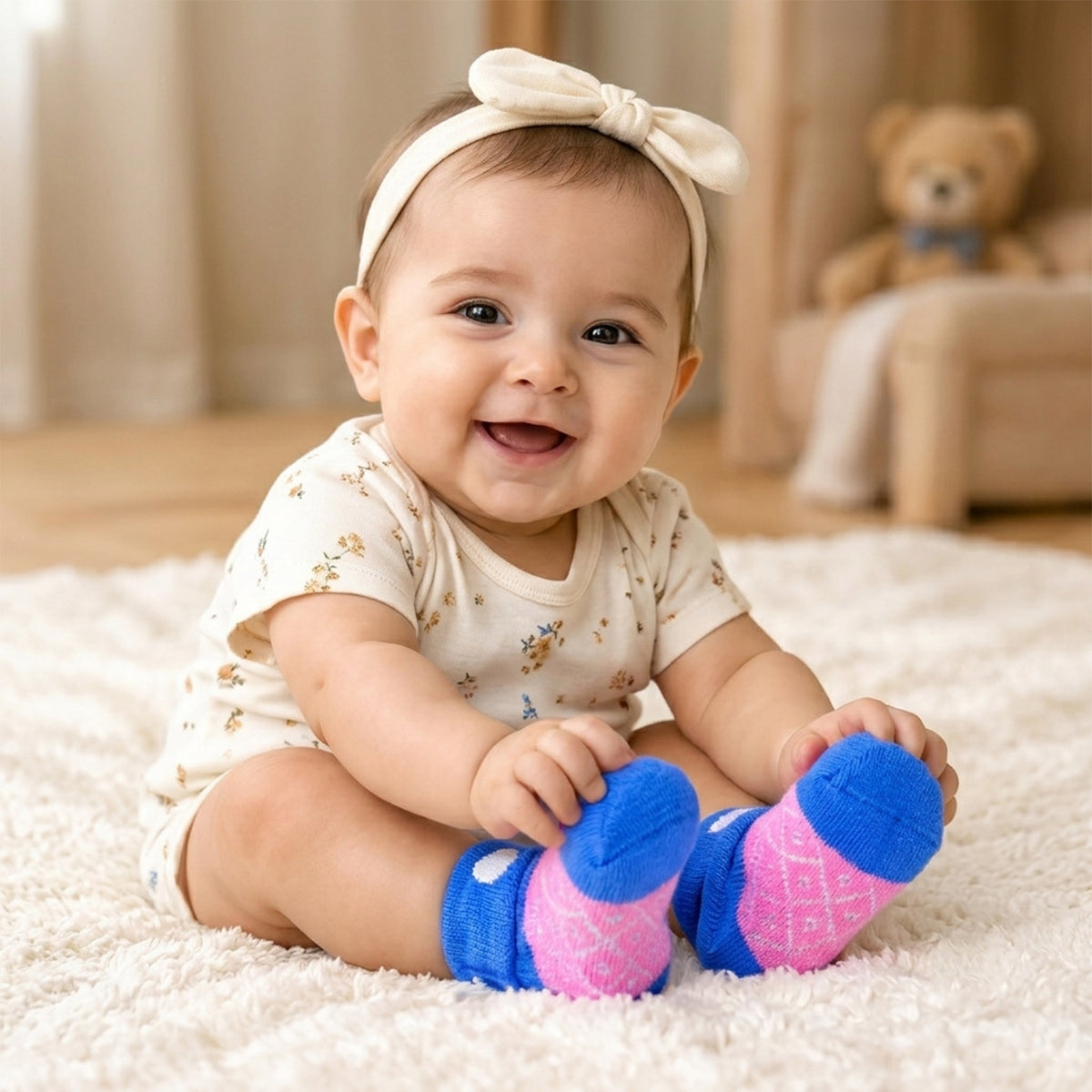 Soft Warm Baby Socks with Heart Design and Folded Cuffs (12 Pairs)