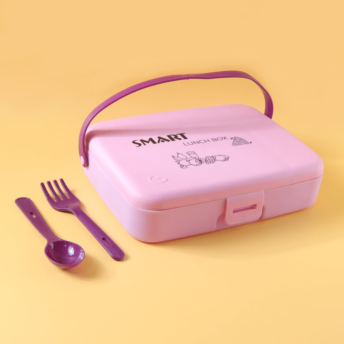 Smart Leak Proof Lunch Box with 3 Compartments and Spoon Set (1 Set)