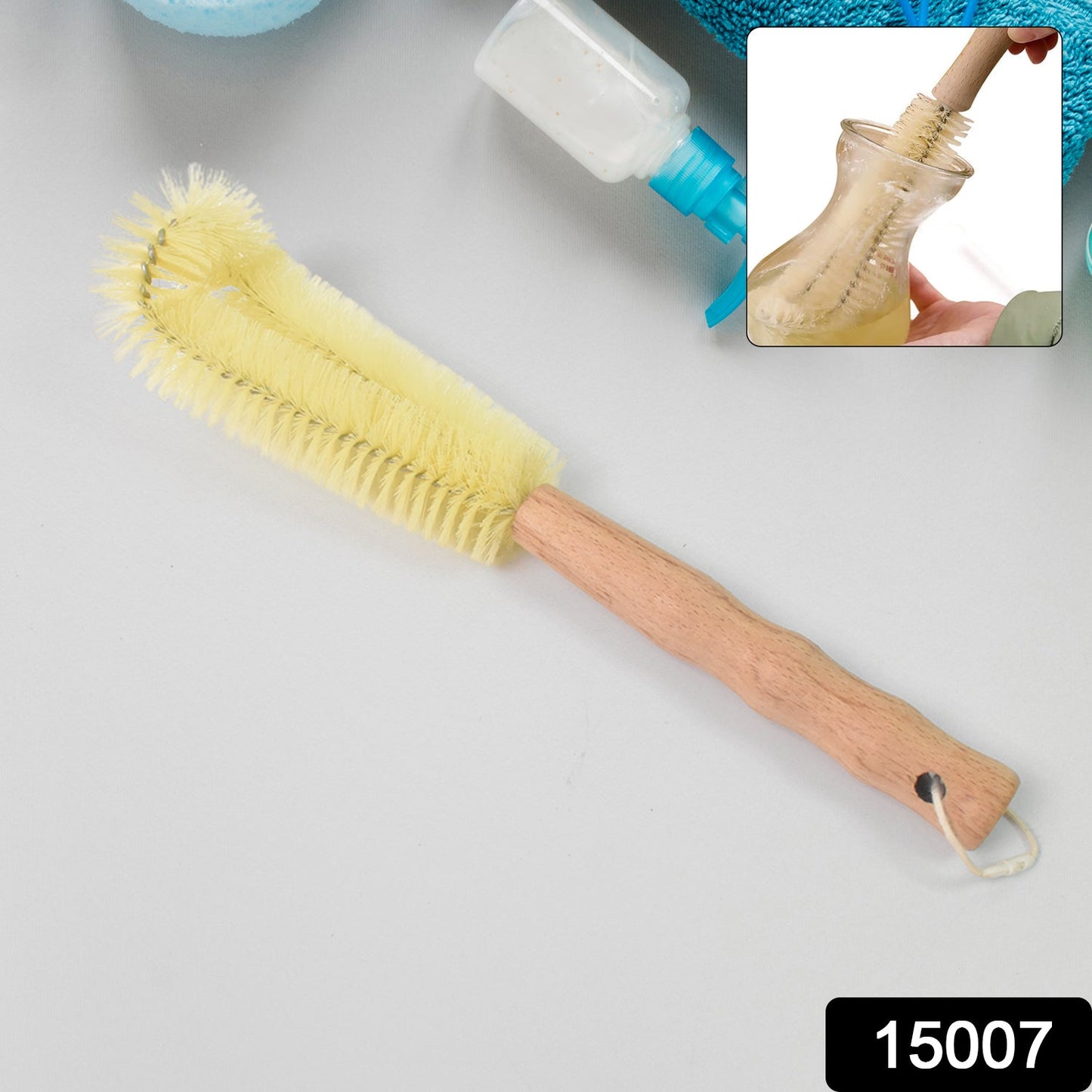 13 inch Bottle Brush, Bristle Brush with Wood Handle, Washing Brush with Wooden Handle, Kitchen Cleaning Tool, Brushes for Dish, Tumbler, Teapot, Cup, Pan