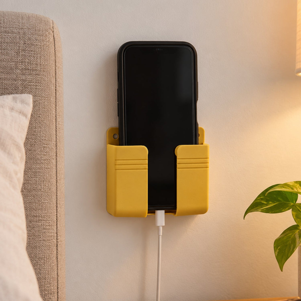 Adhesive Wall Mobile Phone Holder Stand with Charging Cable Opening (1 Pc)