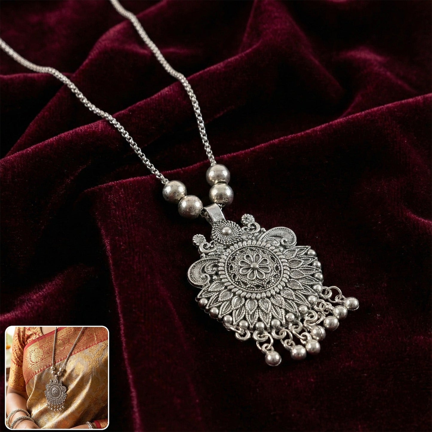 Sunburst floral pendant