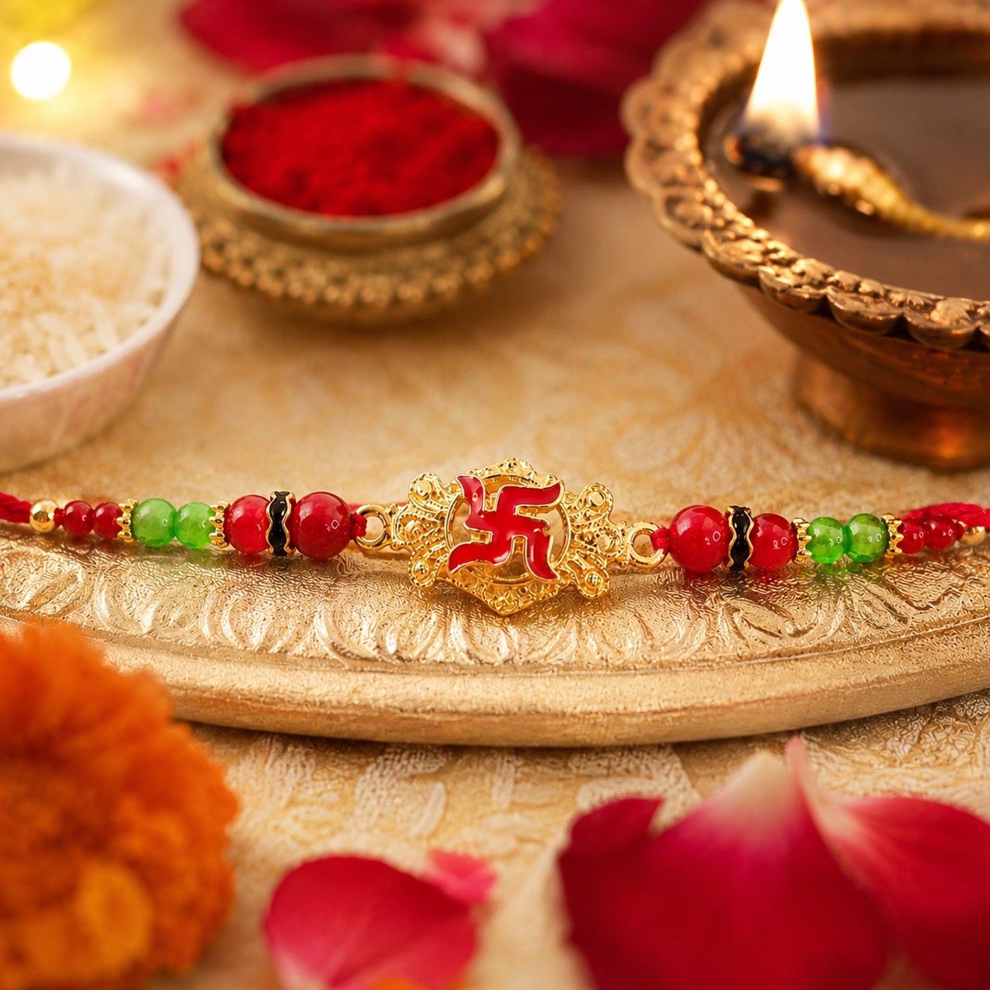 Traditional styled Swastik Rakhi for festive celebrations