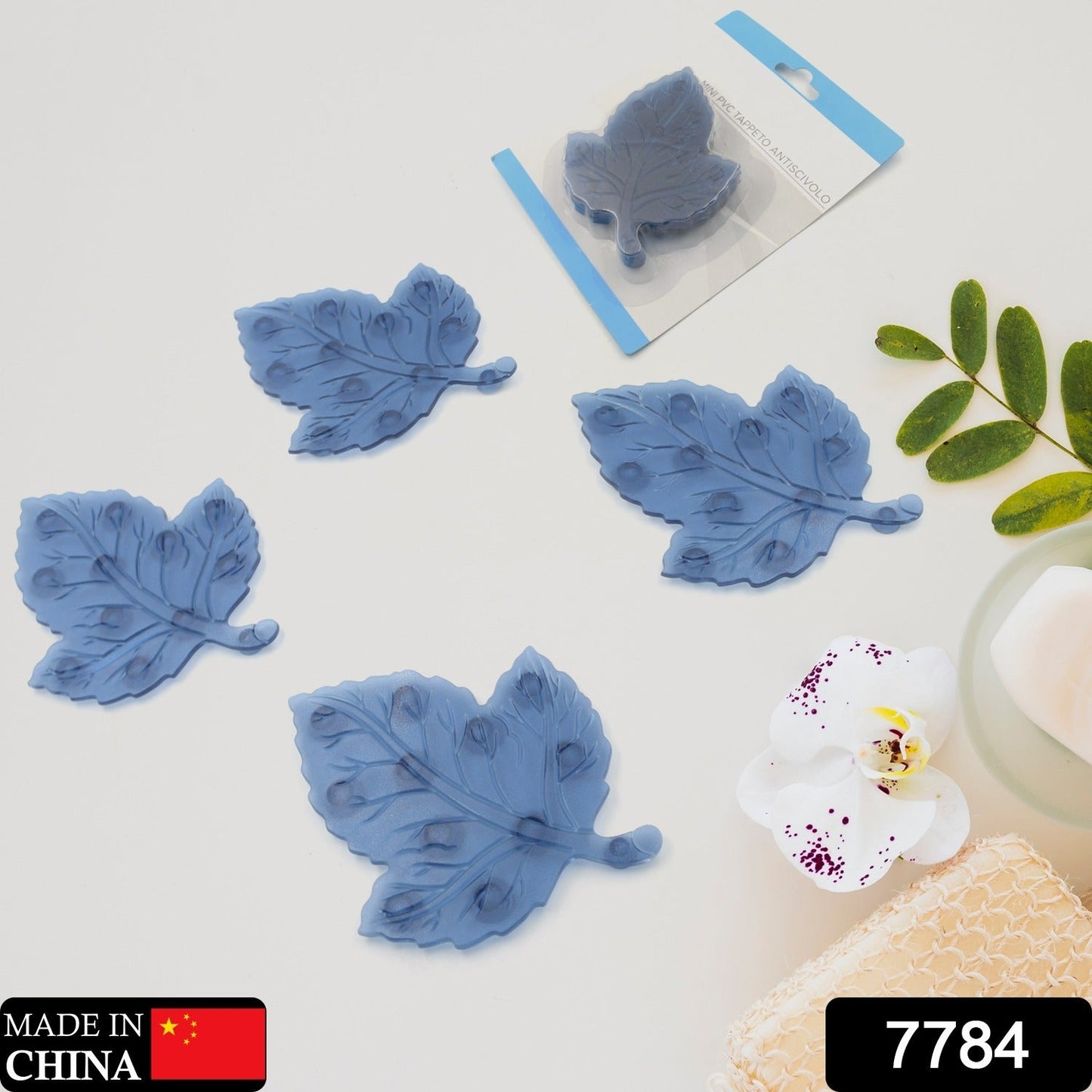 Mat, Mini Pvc Anti-Slip Bat Mat Non Slip Baby Bath Mats, Mini Child Safety Anti Slip Shower Mats Leaf Shaped for Kids (4 pc Set)