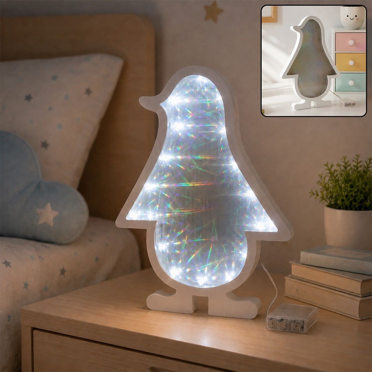 LED Penguin Infinity Mirror Light Mesmerizing Home Decor