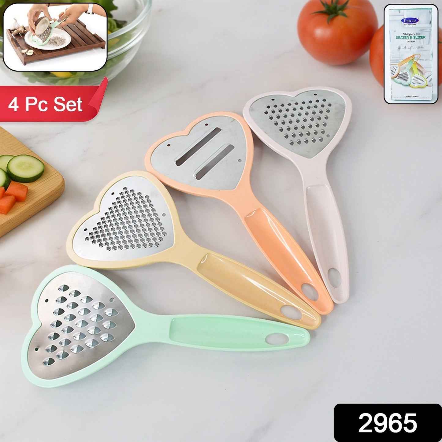 Heart Grater Set and Heart Grater Slicer Used for Grating and Slicing of Fruits, vegetables