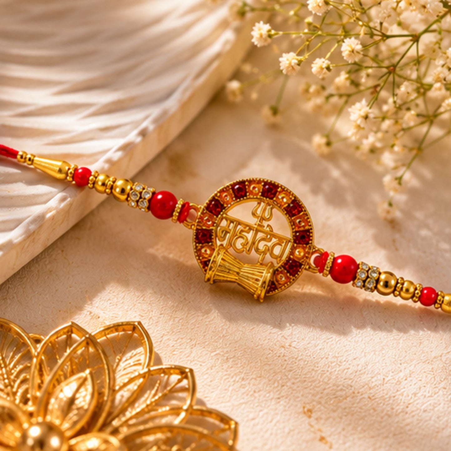 Premium traditional rakhi with detailed finishing and attractive centerpiece