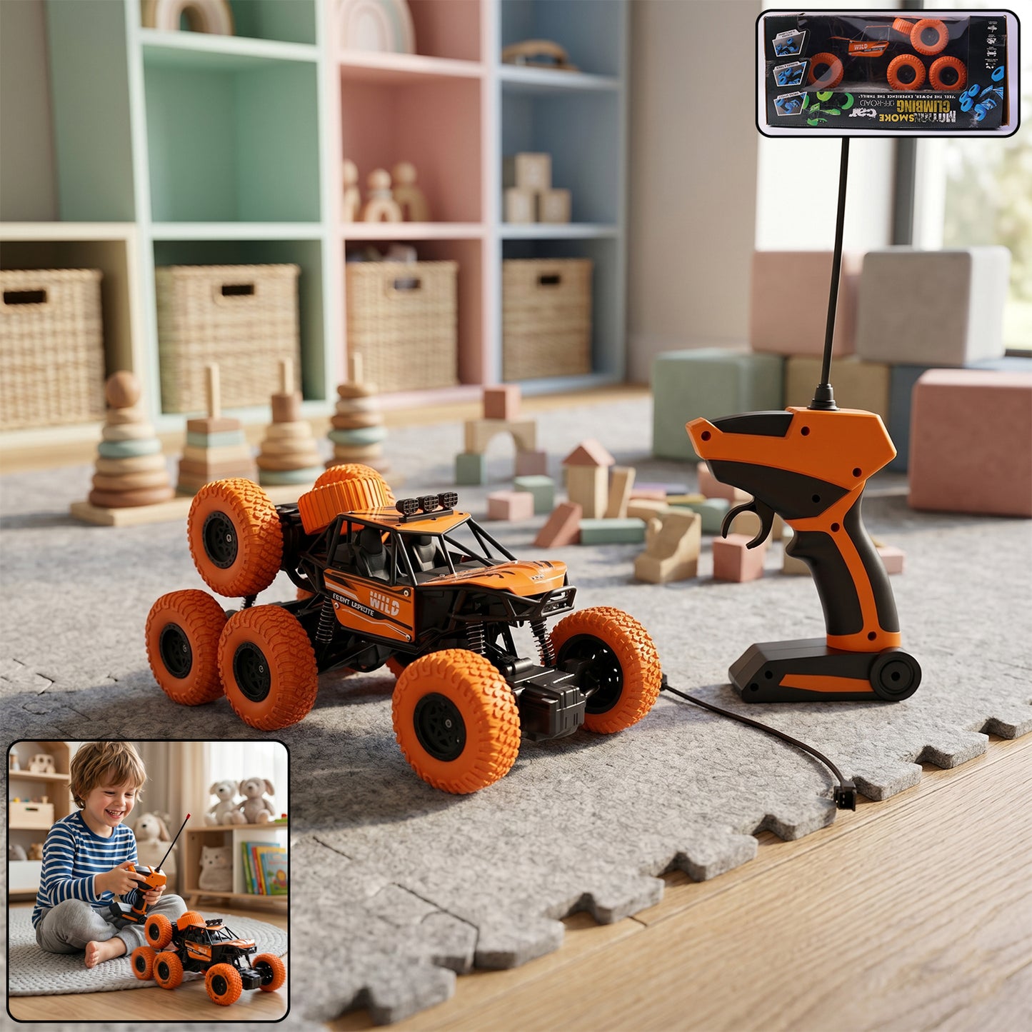 Rock Climber Car, 8 Wheels Climbing Car (1 Pc / Remote Battery Not Included)