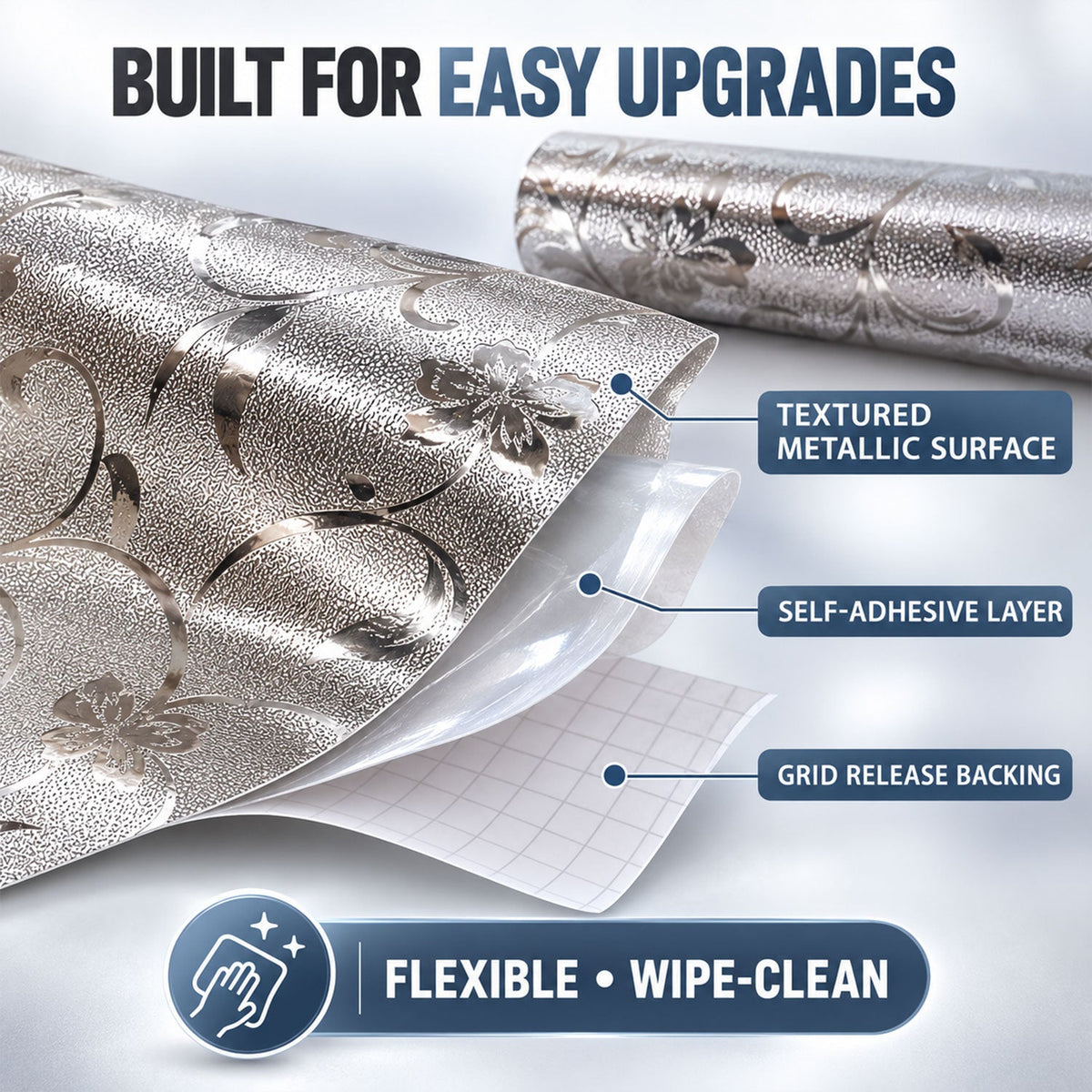 Silver Flower Adhesive Sheet