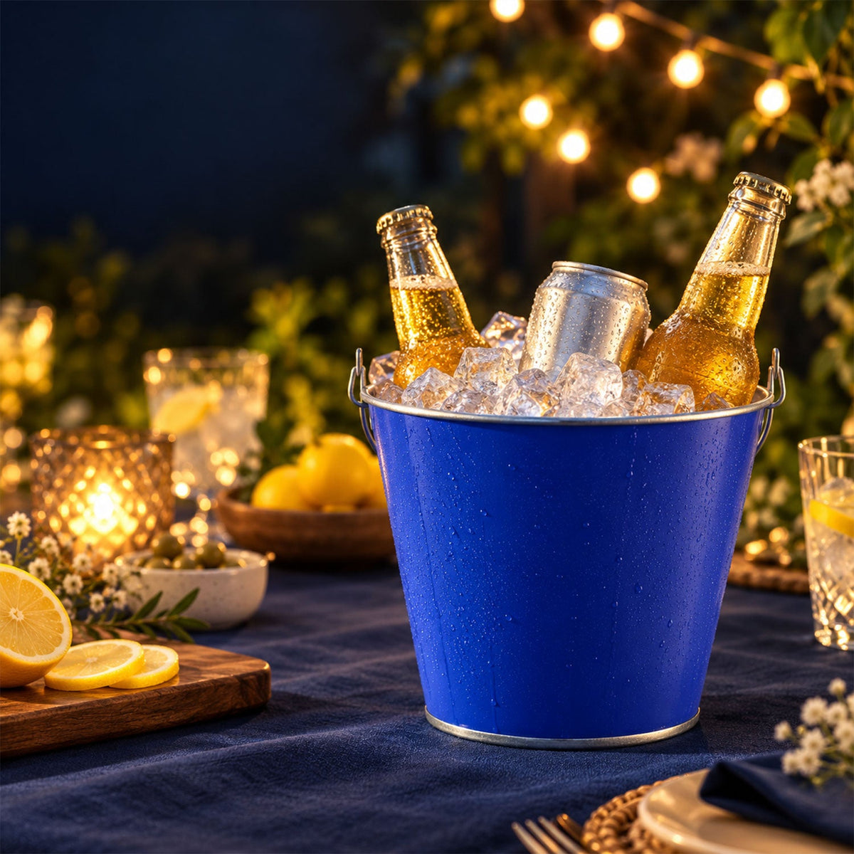 Small Metal Ice Bucket with Carry Handle for Party Decor & Storage (1 Pc)