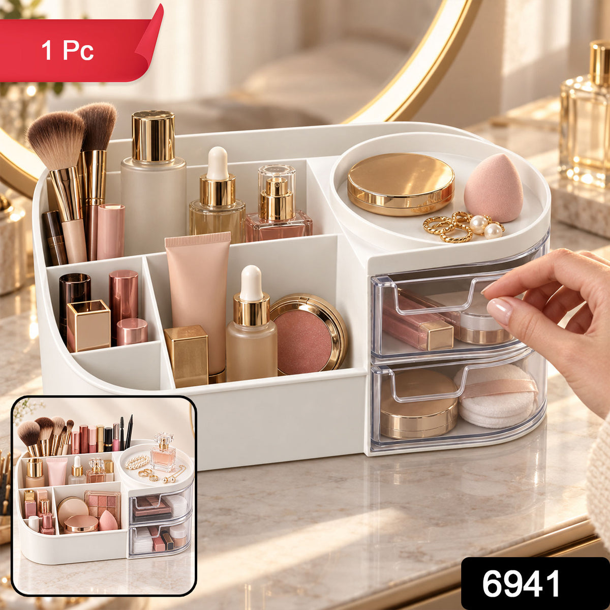 Multi-Functional Plastic Vanity Storage Box
