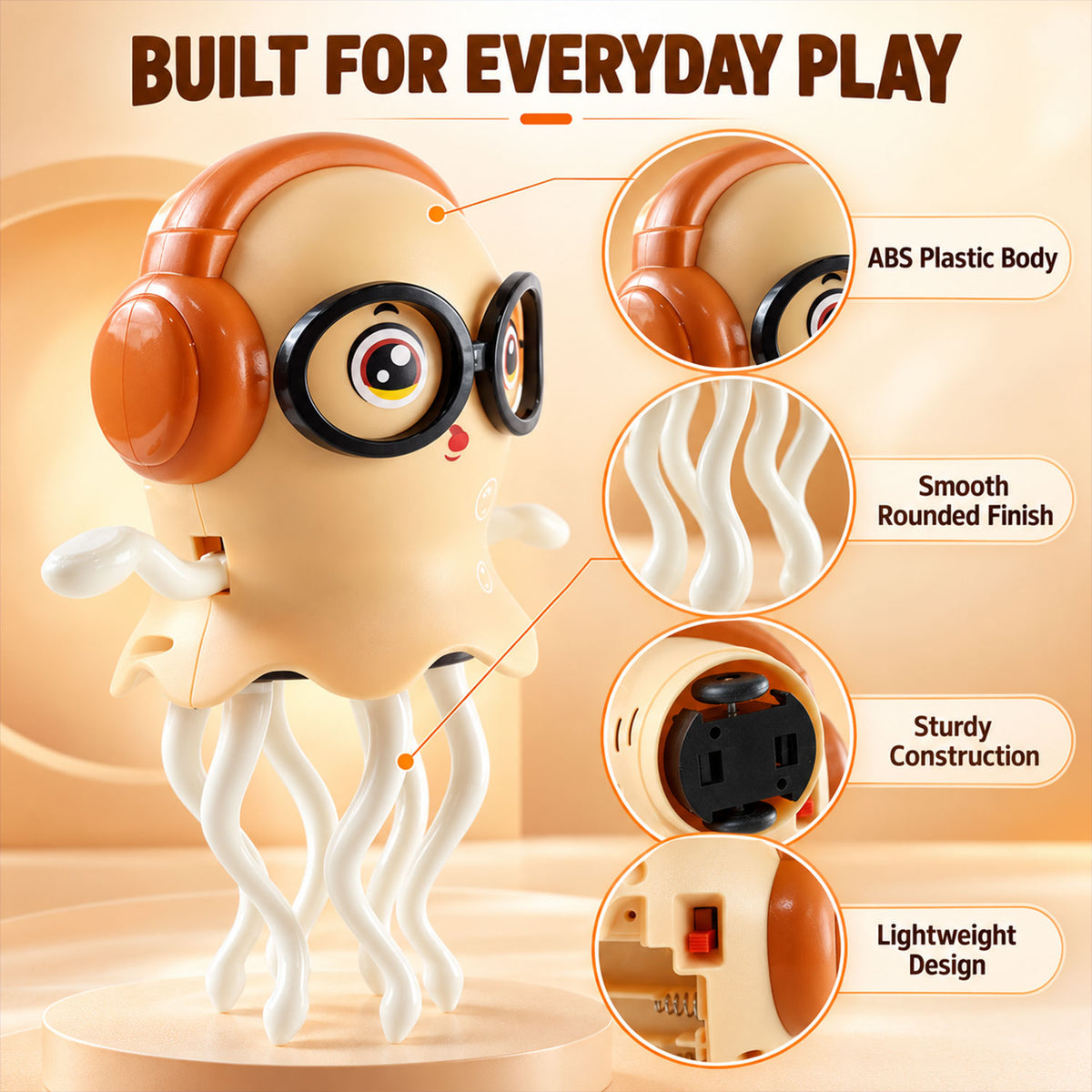 Musical Dancing Jellyfish Toy with LED Lights and Moving Tentacles (1 Pc)