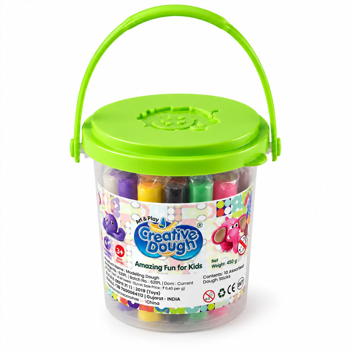 Creative Modelling Dough Bucket With Shape Cutters For Kids Play (1 Set)