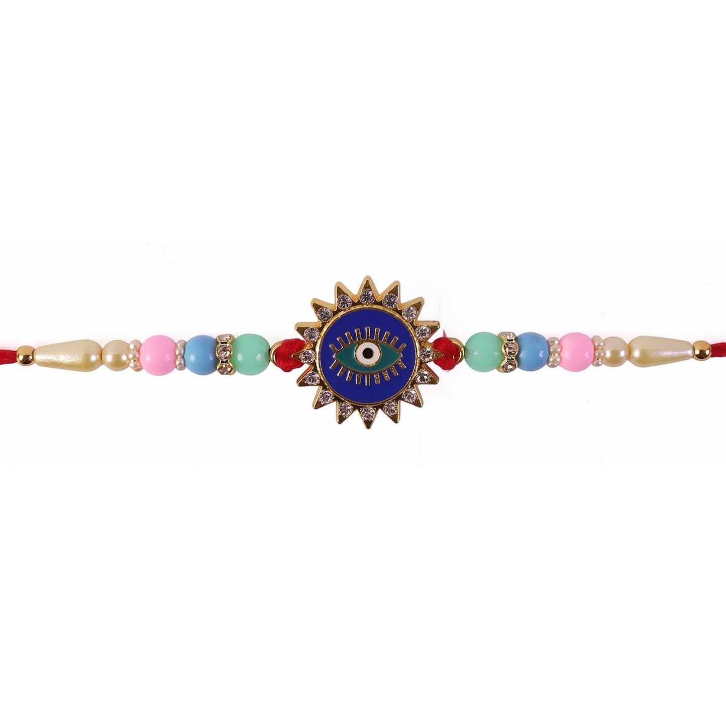 Festive Evil Eye Sun Rays Rakhi tied in a celebratory style