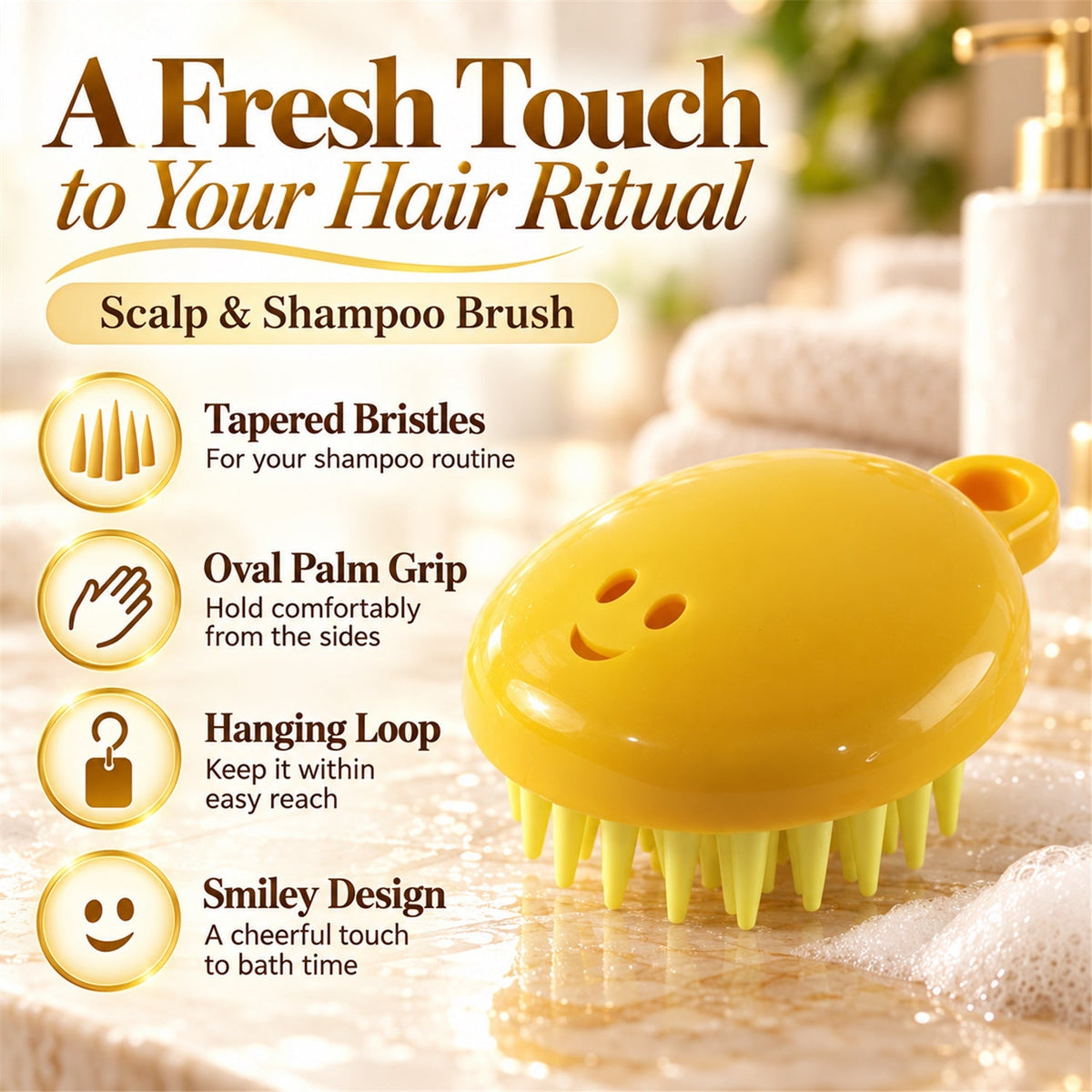 Scalp Massage Shampoo Brush with Smiley Design for Hair Washing (1 Pc)