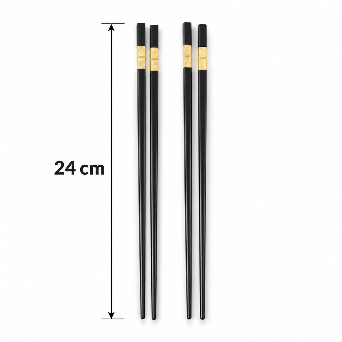 Chopsticks with Gold Tone Bands for Noodles Sushi and Everyday Dining (2 Pair)
