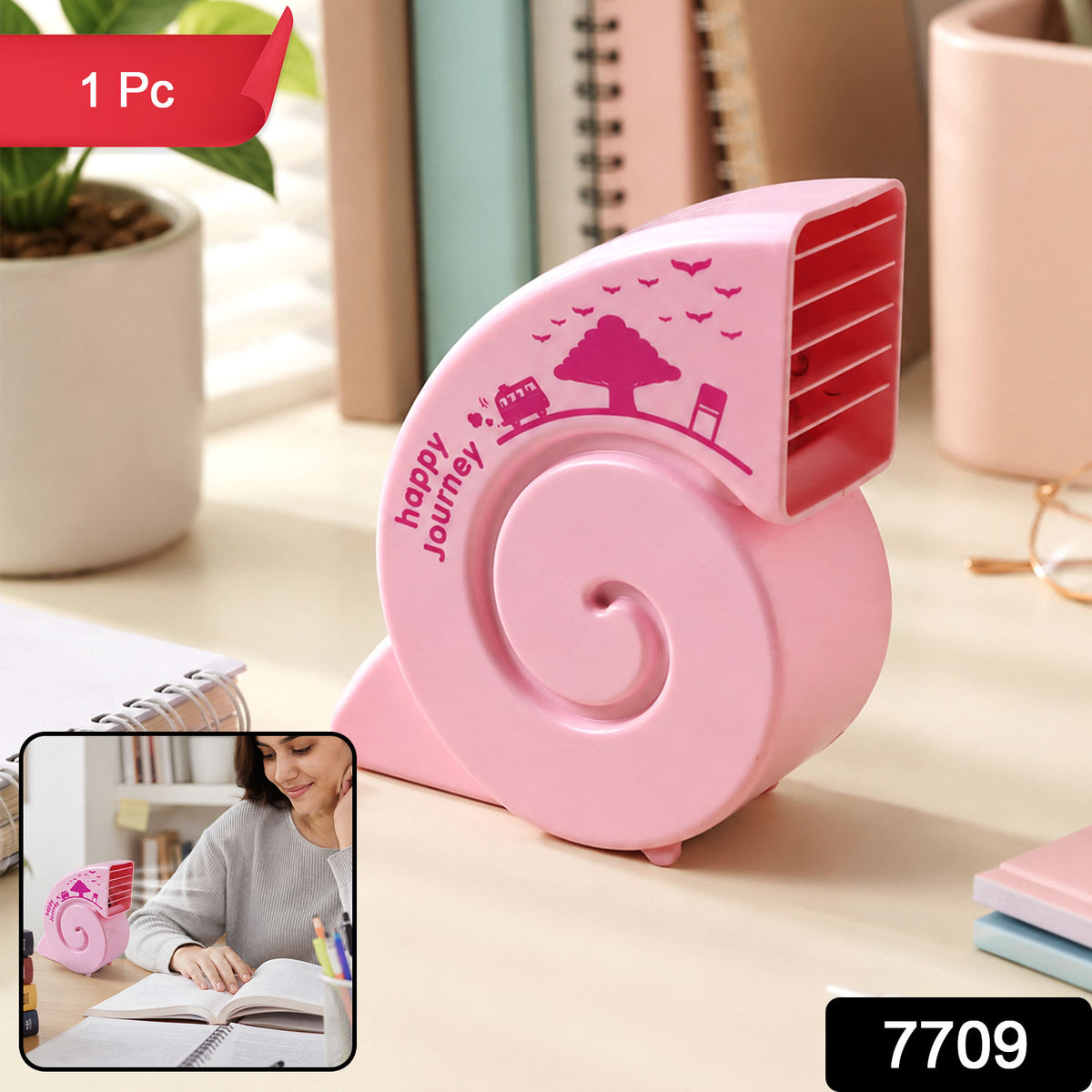 Cute USB Mini Fan: Bright, Quiet & Portable for Your Desk (Battery Not Included)
