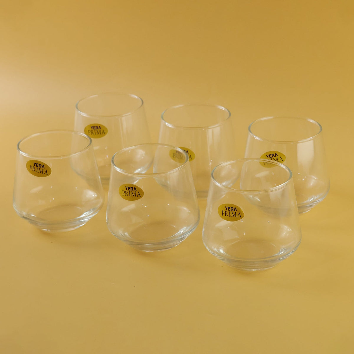 Yera Prima Oak Clear Glass Tumbler Set for Water, Juice and Drinks (6 Pc)