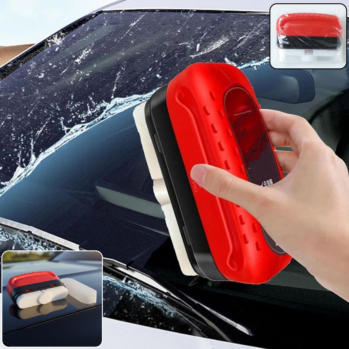 2 In 1 Car Windshield Water Wiper & Glass Cleaner Sponge (1 Pc)