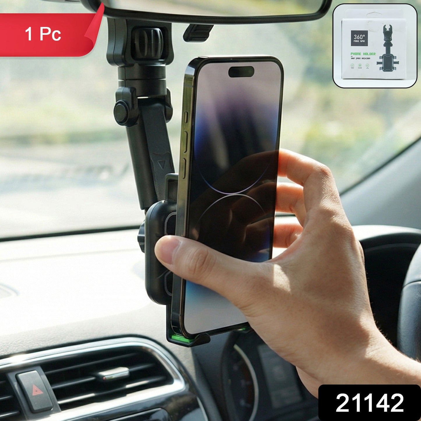 Adjustable rearview phone mount