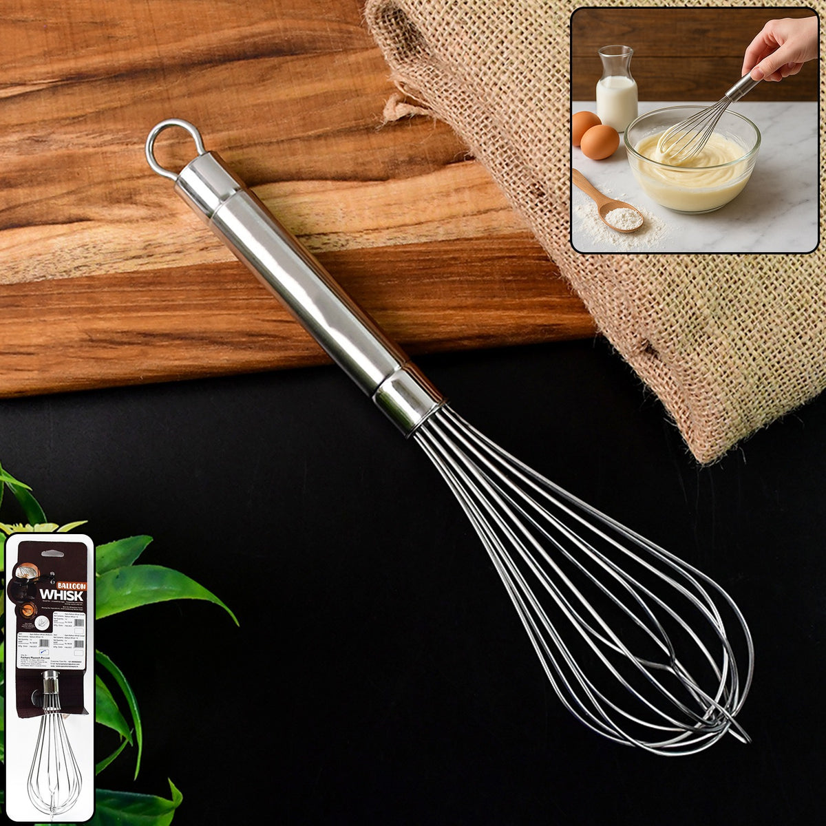Stainless Steel Large Hand Whisk (1 Pc)