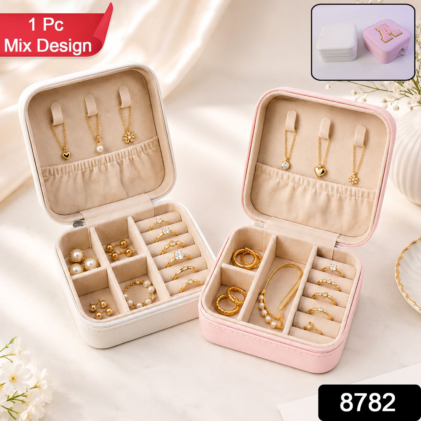 Mini PU Leather jewellery Box for Travel & Storage