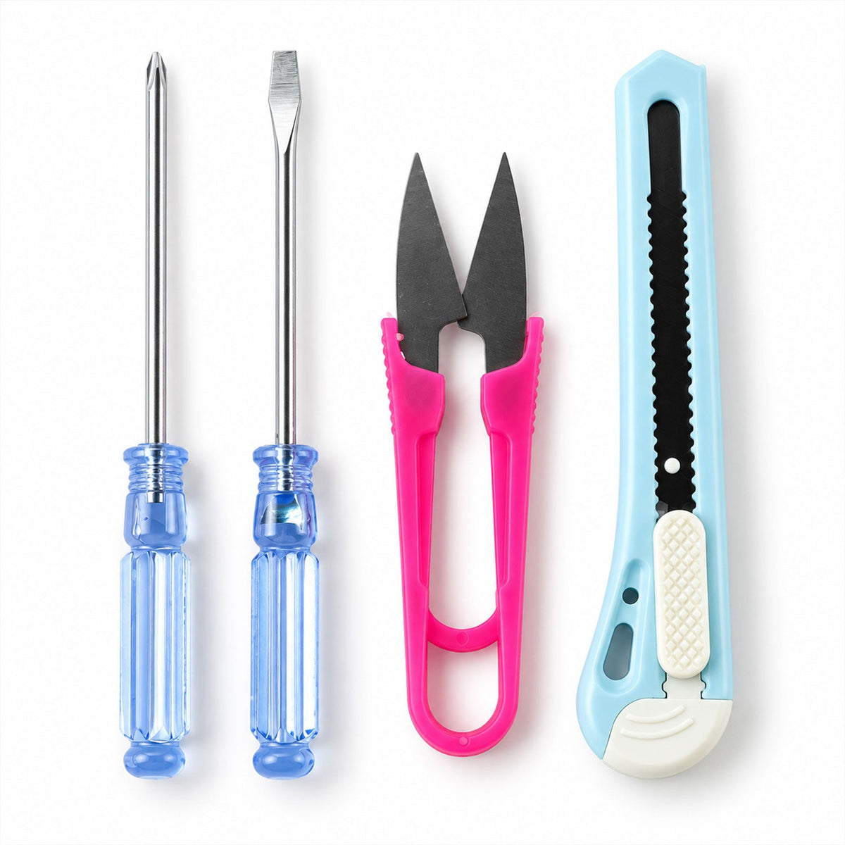 Mini Tool Kit with Screwdrivers Cutter and Thread Snips for Home (4 In 1)