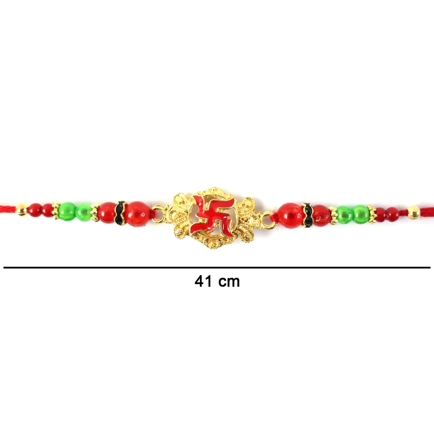 Details of Swastik Rakhi thread and beads