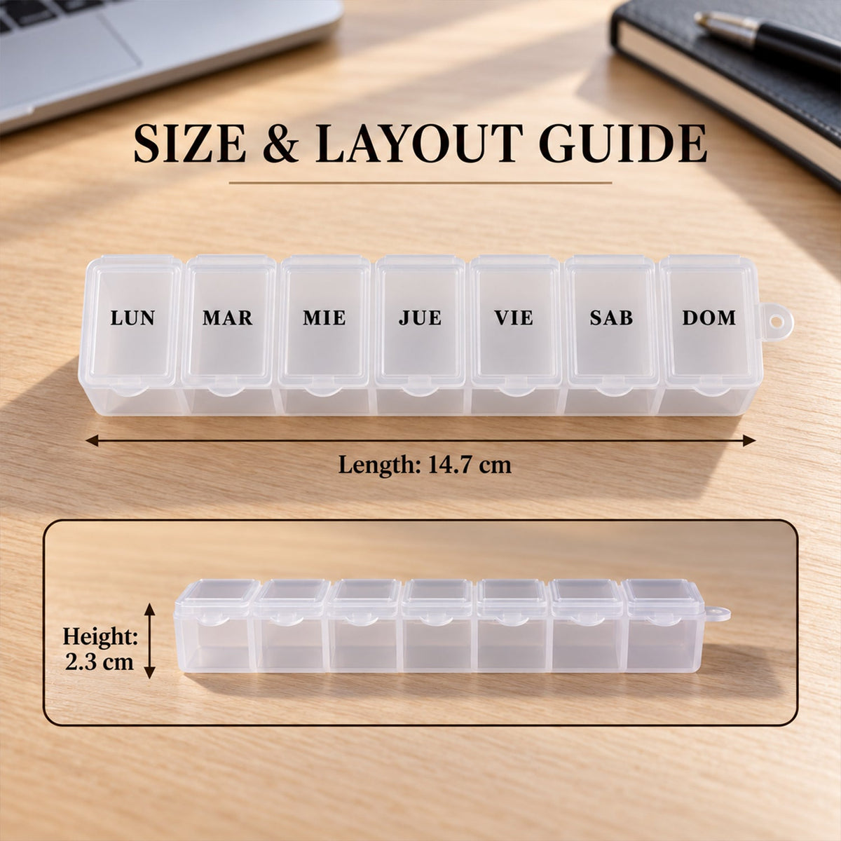 Weekly Pill Box with Individual Flip Lids for Travel Use (7 Compartment)